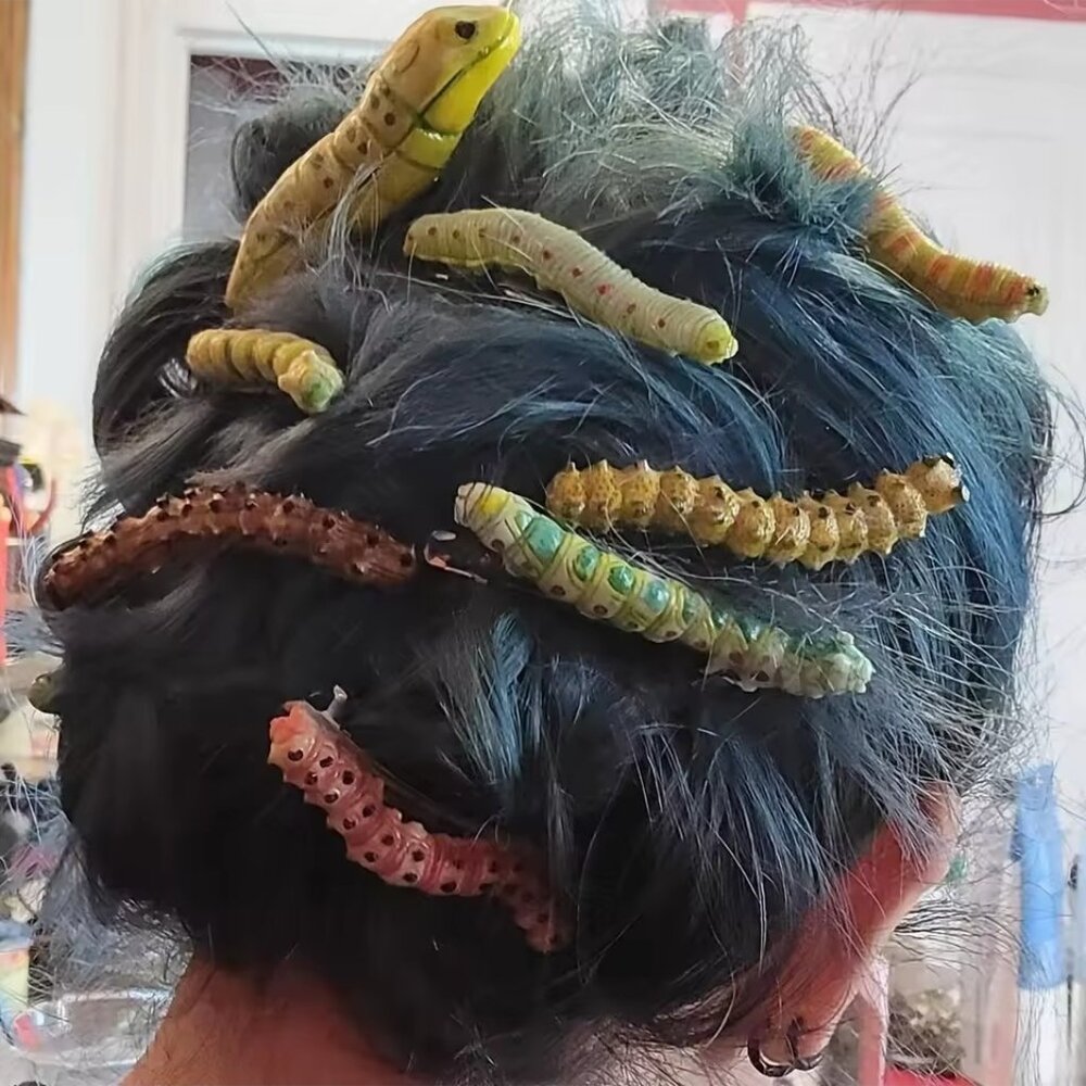 Spooky 6pcs Random Hair Clips for Caterpillar Durable Plastic Halloween Barrette
